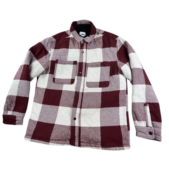 H&M Other - H&M Shacket Jacket Mens Medium Red Beige Buffalo Plaid Flannel Quilted Lined